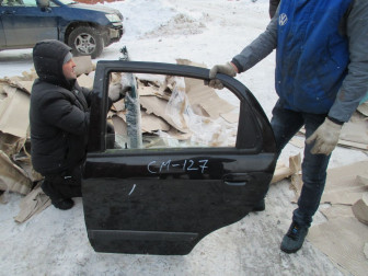 Дверь задняя левая Шевроле Спарк 96601252, 96659611, - БУ Черная CM127 в СБОРЕ