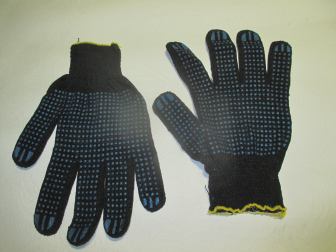 Перчатки рабочие х/б трикотажные ПВХ точка 10 класс вязки 4 нитки - 10 пар - Черные - Россия