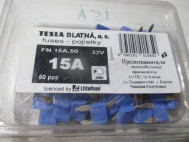 Предохранитель 15 Ам Мини FN15A.50/32V флажоковый - Голубой цвет - Комплект - 38 штук - TESLA