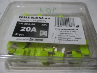 Предохранитель 20 Ам MINI FN20A плоский для всех автомобилей, - TESLA