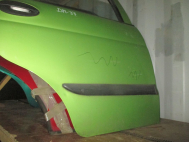 Дверь задняя правая Дэу Матиз 96562538 с молдингом - БУ в сборе Зеленая DM-37