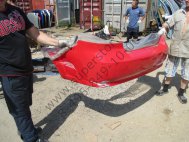 Бампер задний Шевроле Авео Т250 Cедан 96648654, 95978858, - БУ Красный S29 сломан кроншт