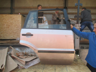 Дверь задняя правая Форд Фьюжен с 01 по 12г. (CBK) 1692525, 1541624, - БУ Серебро FU-18 - в сборе