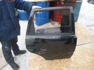 Дверь задняя Шевроле Авео Хэтчбек Т200 правая 96585393 - БУ в СБОРЕ Черная CK-119 элект - вмятина