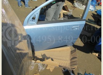 Дверь передняя Шевроле Авео Т200 Все левая 96585327 - БУ в СБОРЕ Голубая S-36 Без зеркала