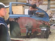 Дверь передняя Шевроле Авео Т255 правая Хэтчбек 96897364 - БУ Черная CA-4 в СБОРЕ - есть вмятина